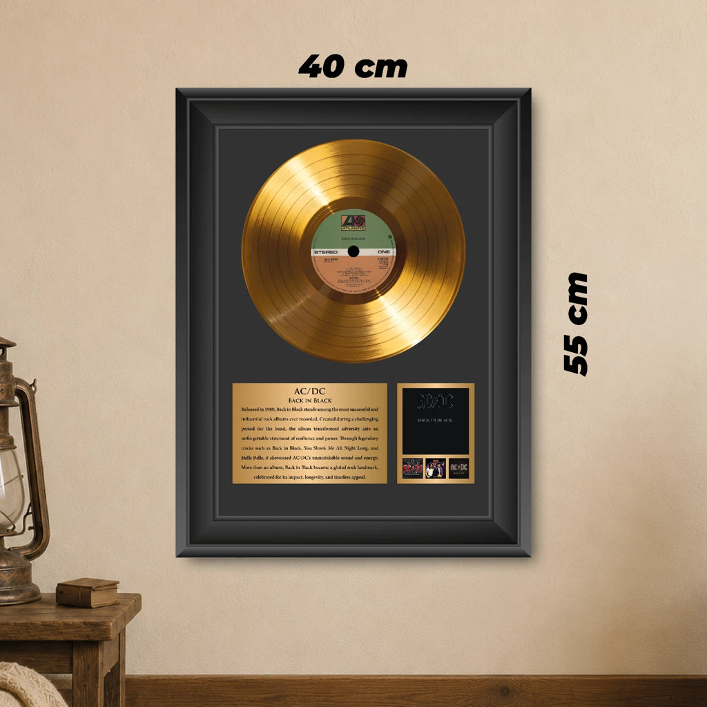 AC/DC Back in Black Gold Record Framed Wall Art Rock Memorabilia