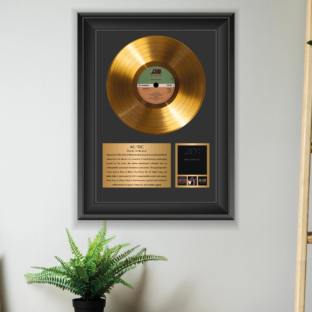 AC/DC Back in Black Gold Record Framed Wall Art Rock Memorabilia