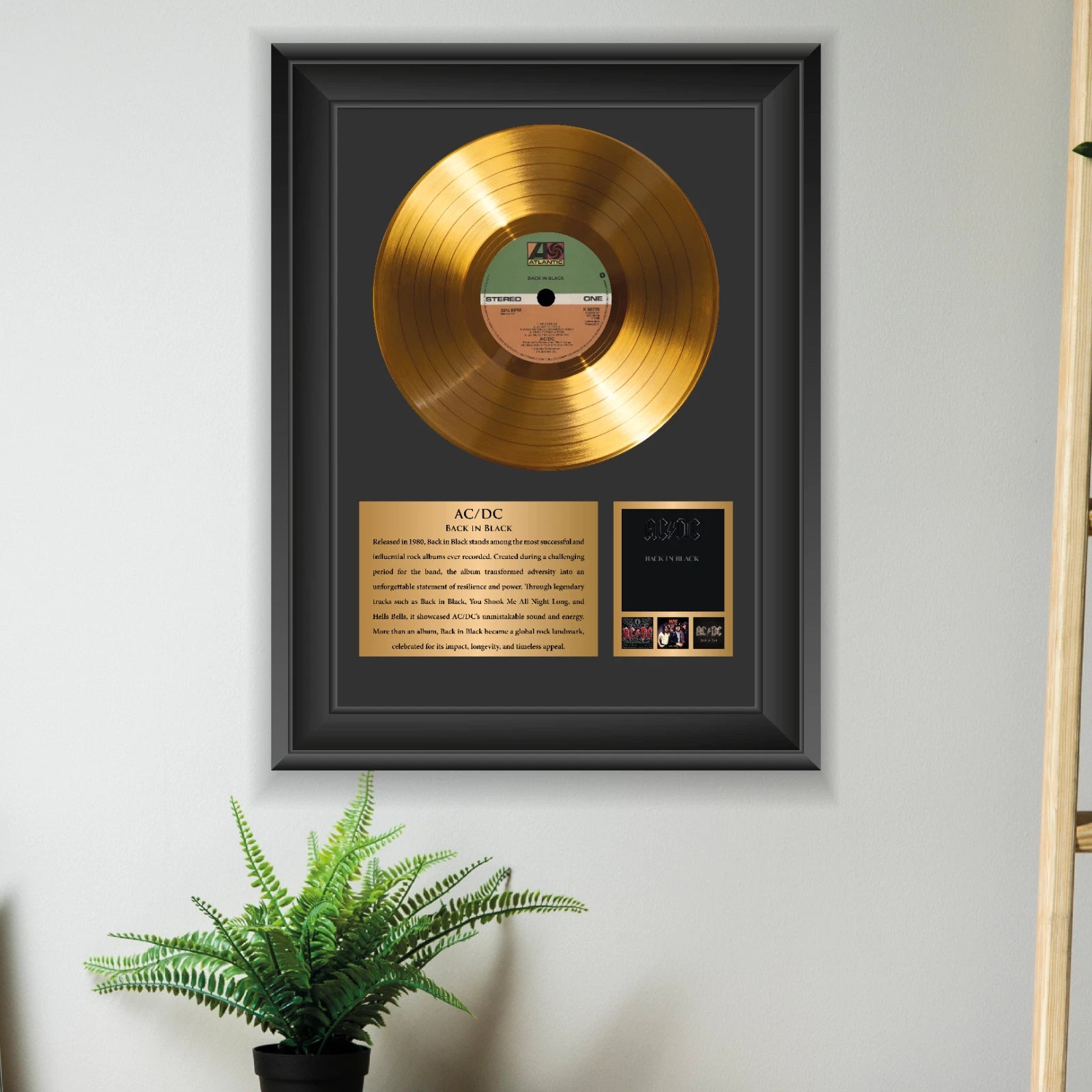 AC/DC Back in Black Gold Record Framed Wall Art Rock Memorabilia