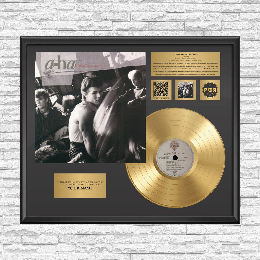 Personalized A-ha Hunting High and Low Gold Record Framed Wall Art