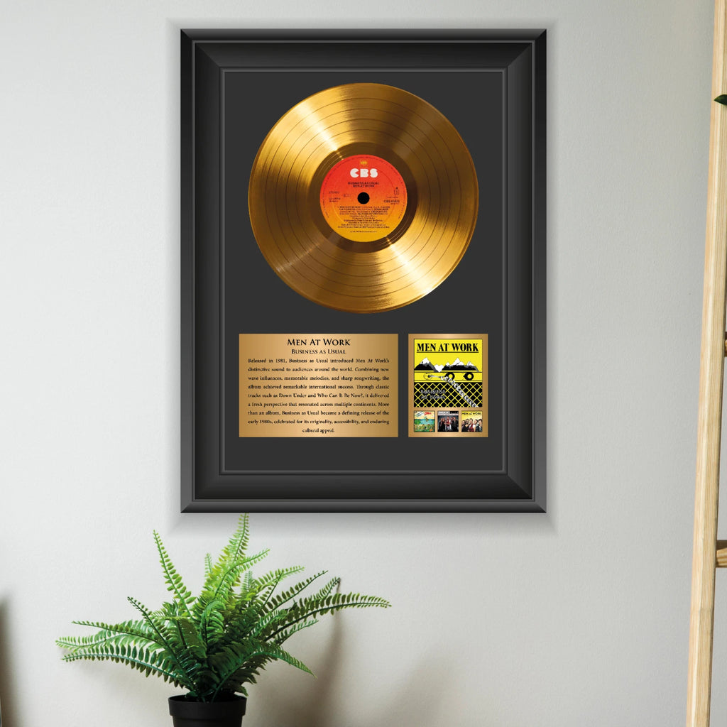 Men at Work Business as Usual Gold Record Framed Wall Art Decor