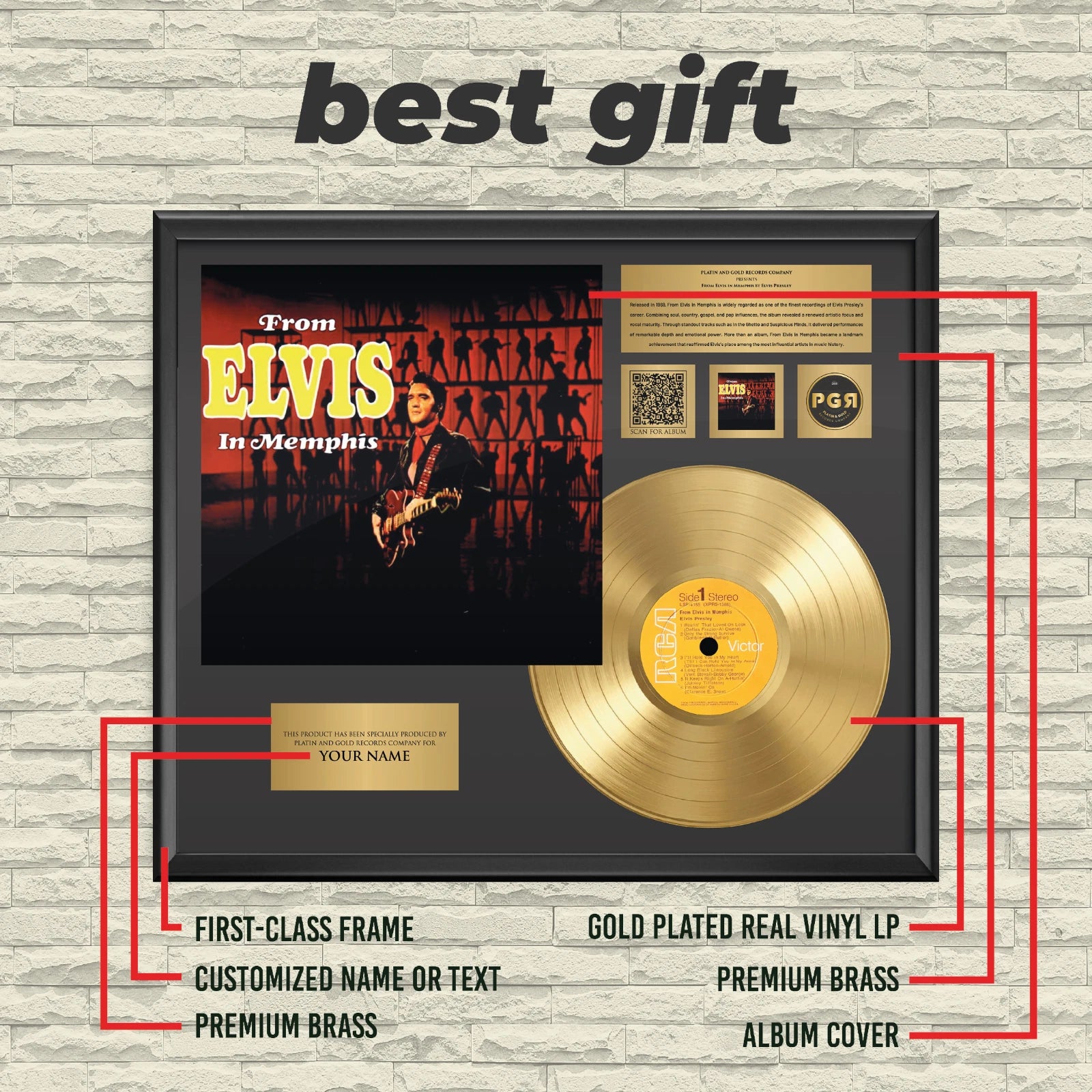 Personalized Elvis Presley From Elvis in Memphis Gold Record Wall Art