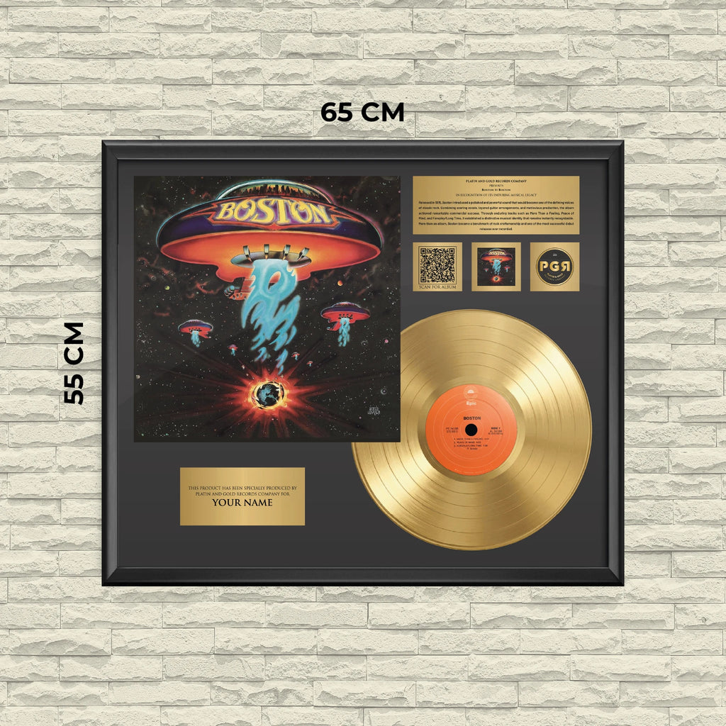 Personalized Boston Boston Gold Record Framed Wall Art Rock Decor