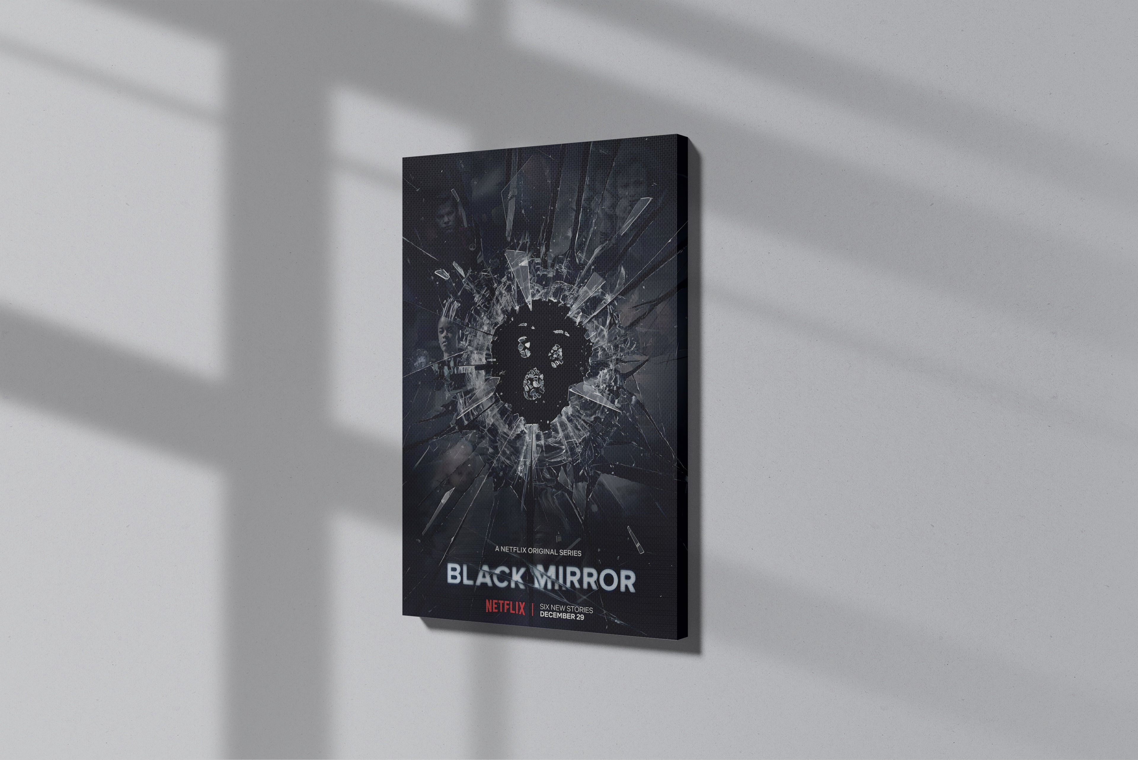 GeekCultcha Black Mirror Premium Canvas Painting Broken Glass Theme