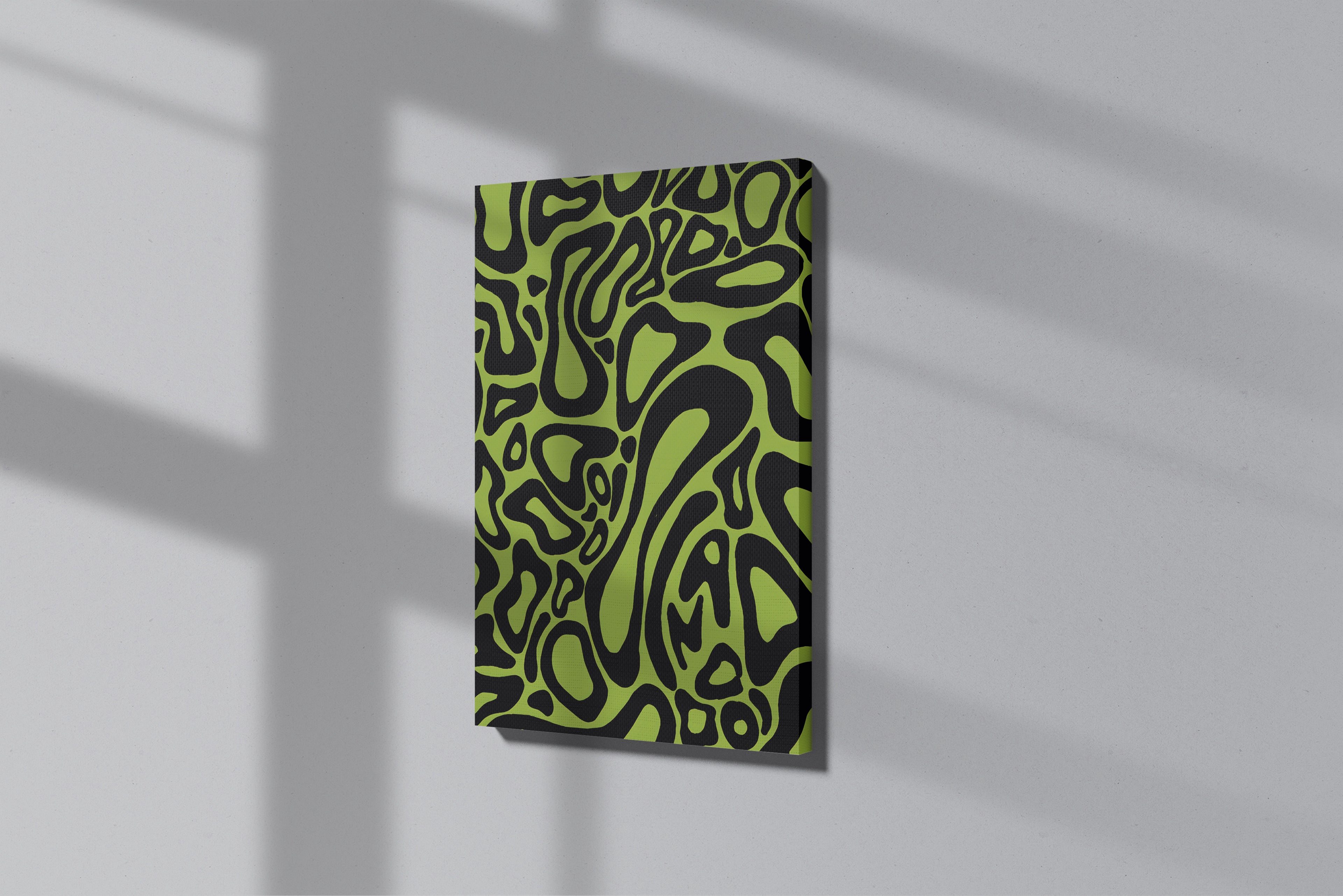 GeekCultcha Retro Green Abstract Pattern Premium Canvas Painting