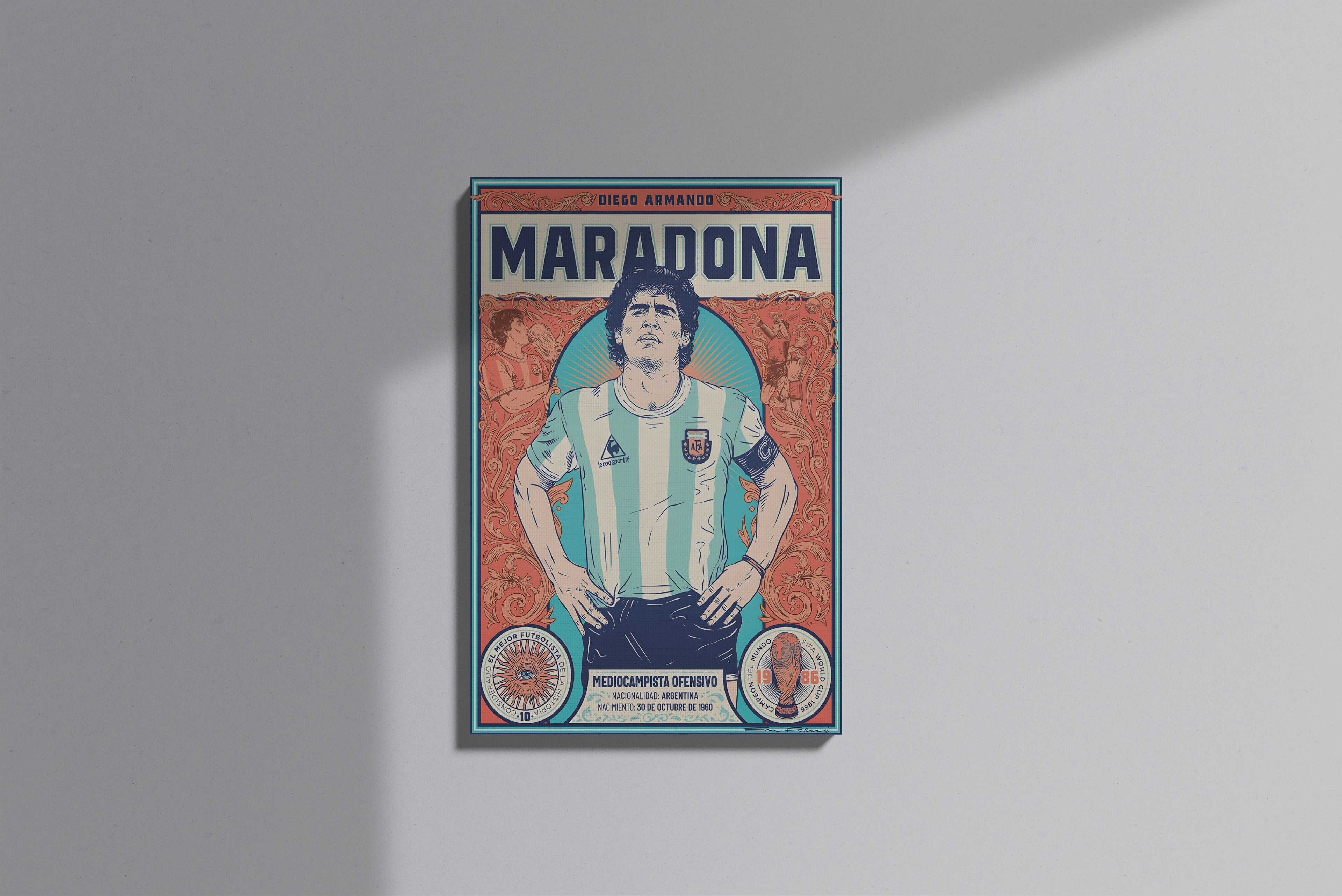 GeekCultcha Diego Maradona Football Legend Premium Canvas Painting