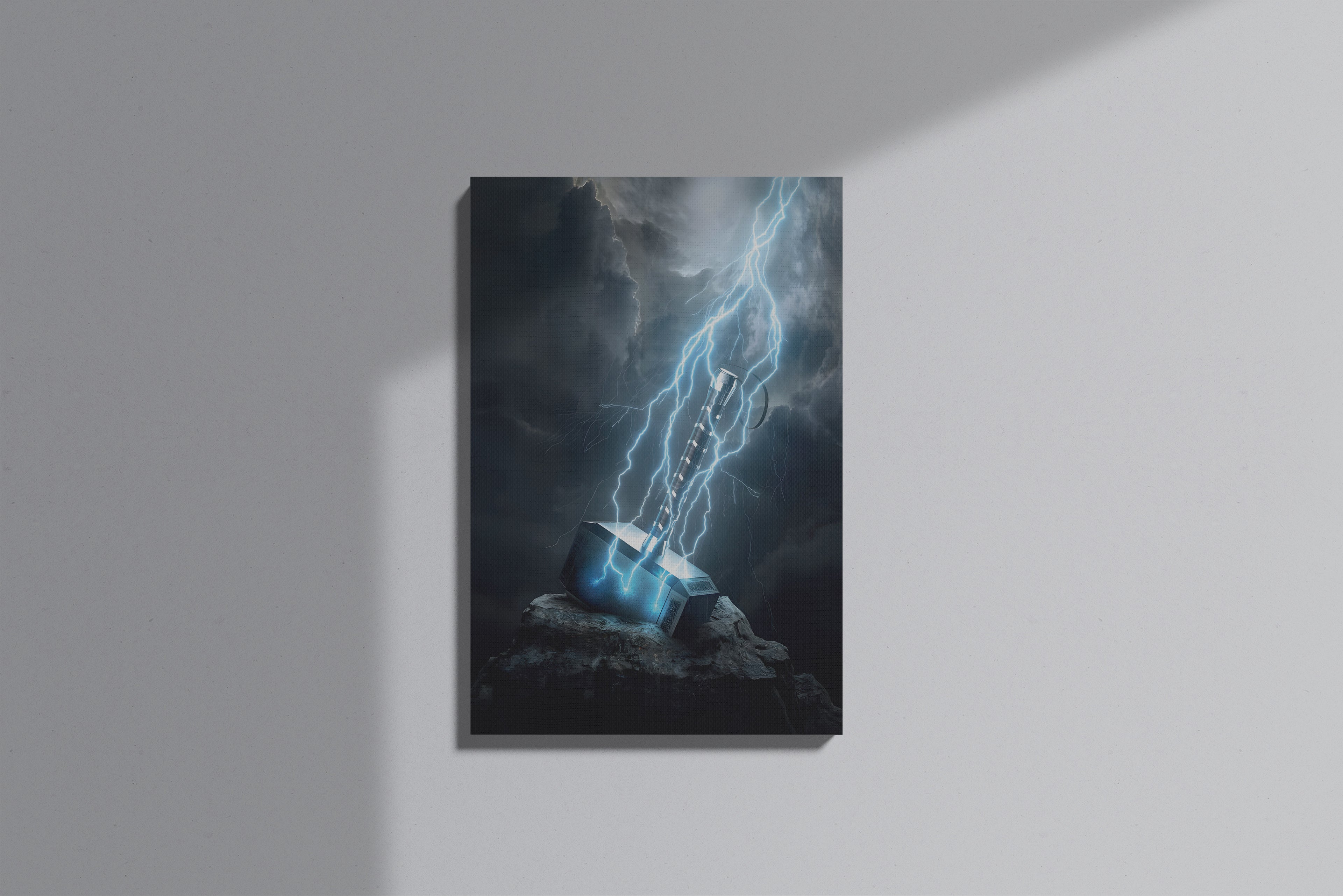 GeekCultcha Marvel Thor Hammer Themed Premium Canvas Painting
