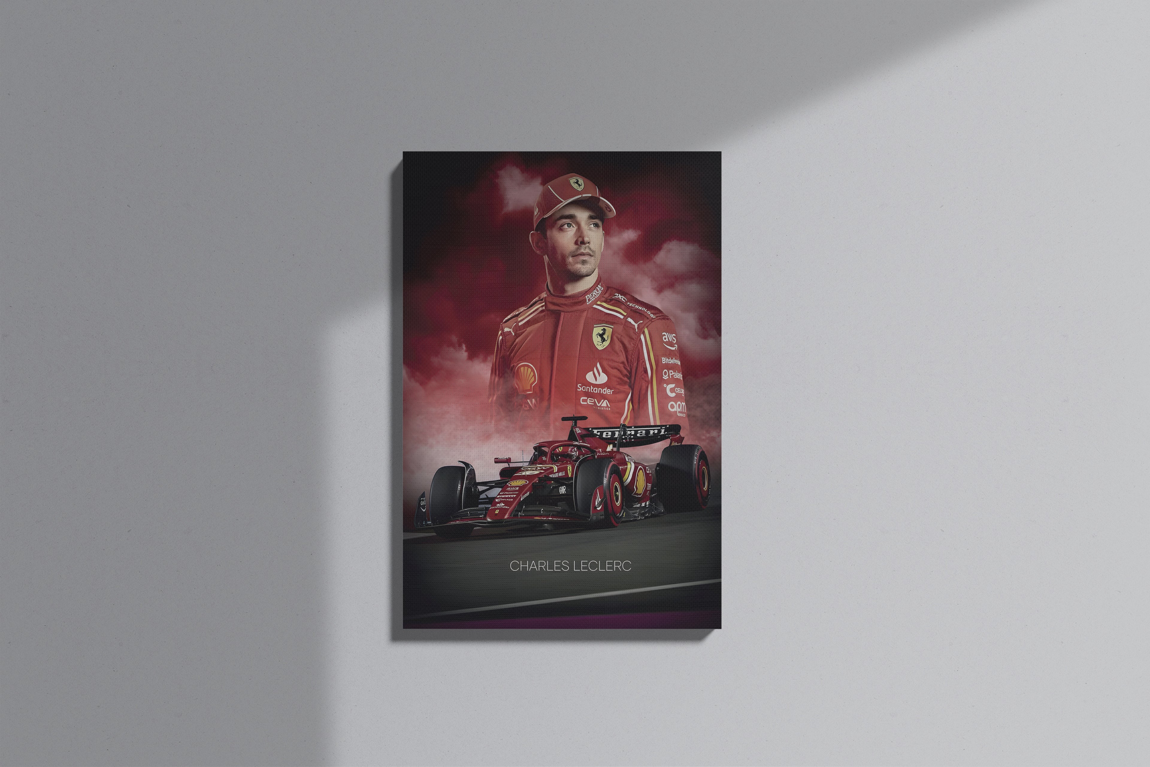 GeekCultcha Ferrari Charles Leclerc Premium Canvas Print