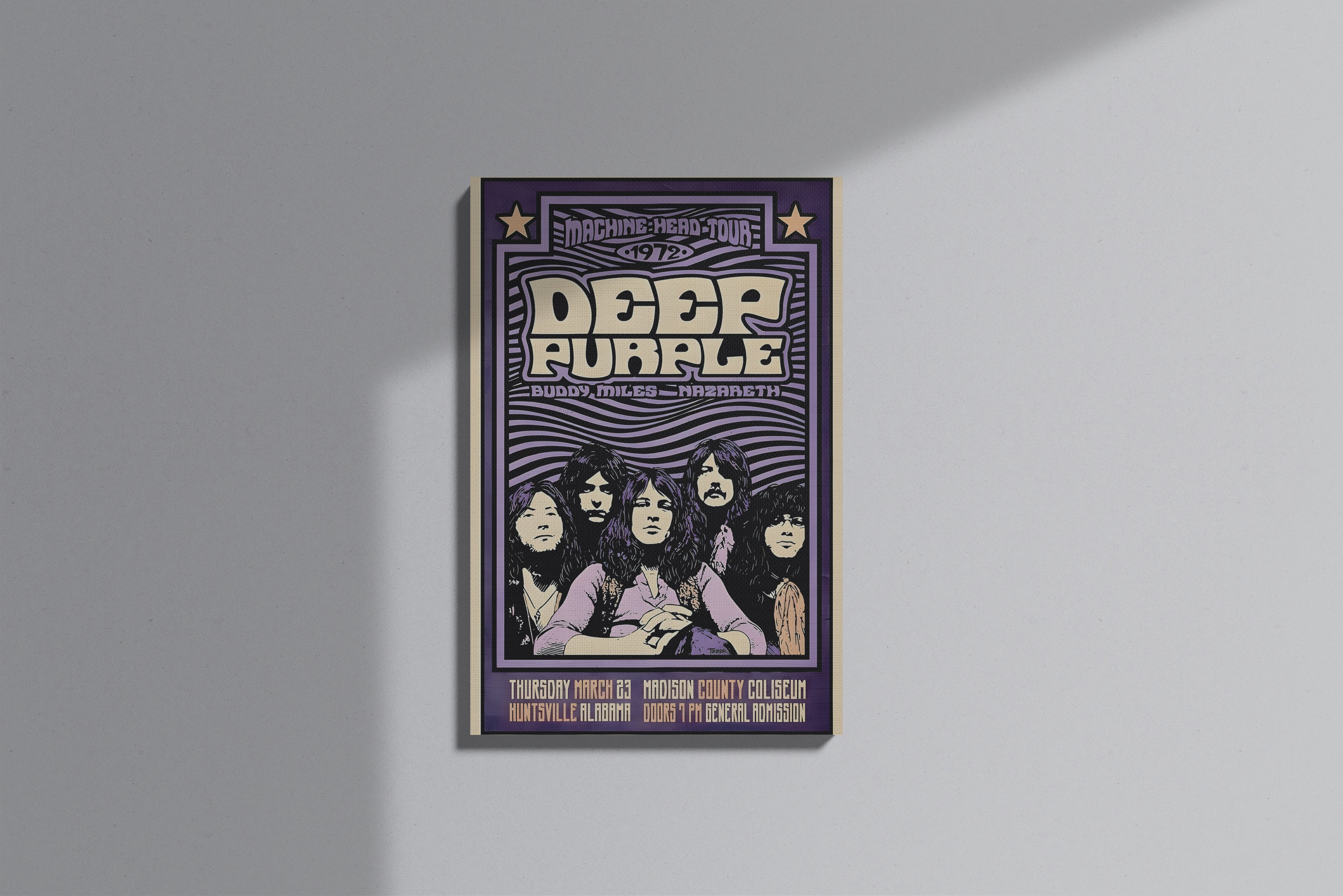 GeekCultcha Deep Purple 1972 Tour Poster Premium Canvas Print