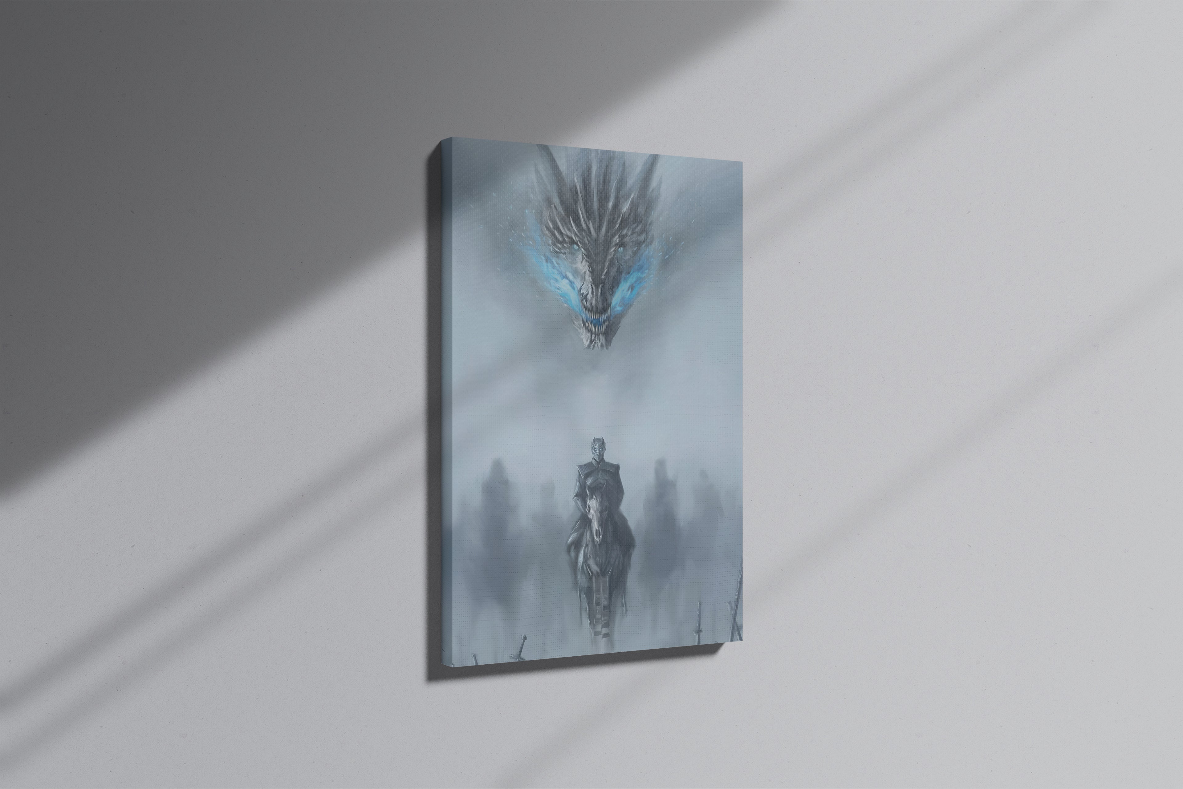 GeekCultcha Game of Thrones Night King and Dragon Premium Canvas Print