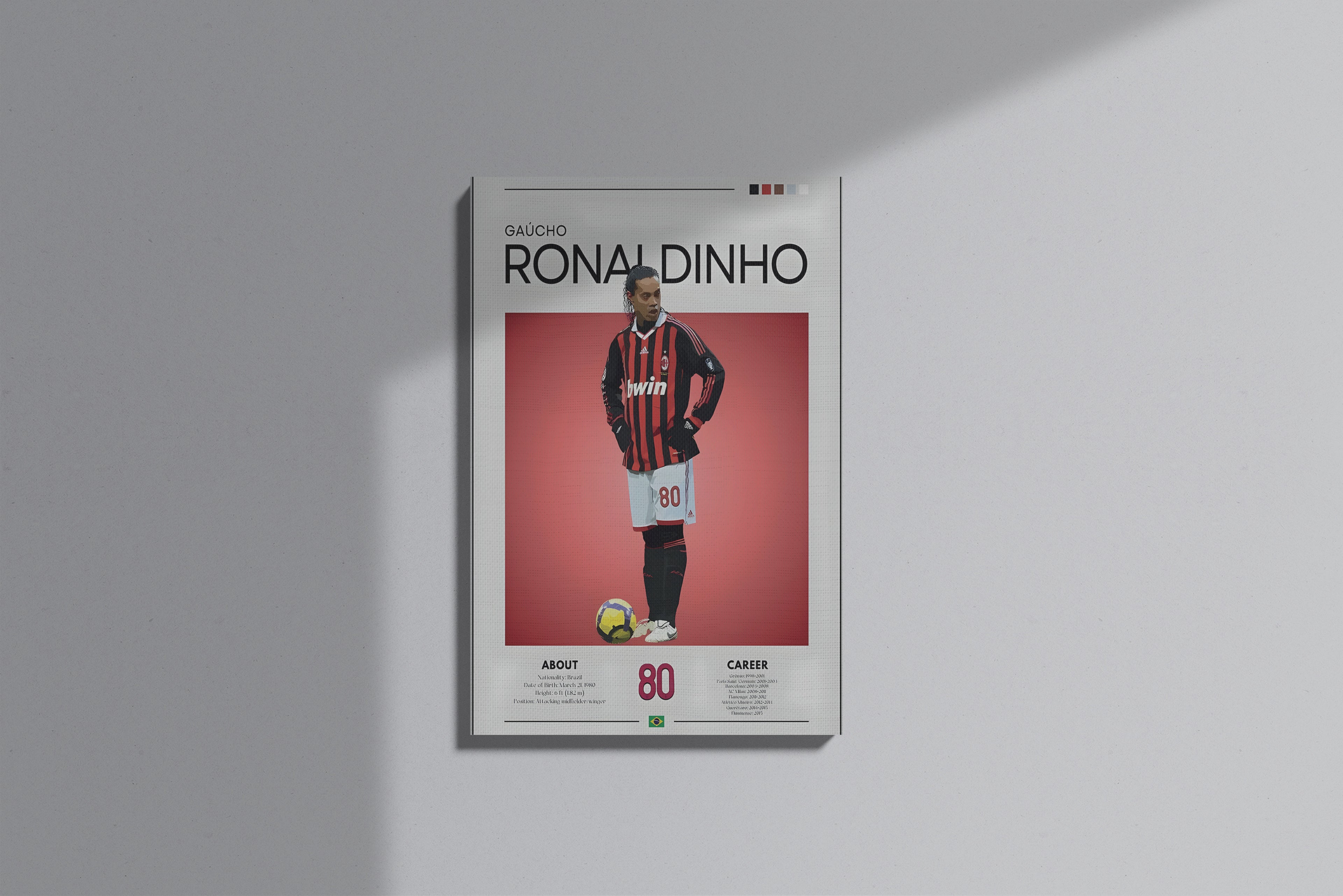GeekCultcha AC Milan Ronaldinho Premium Canvas Print