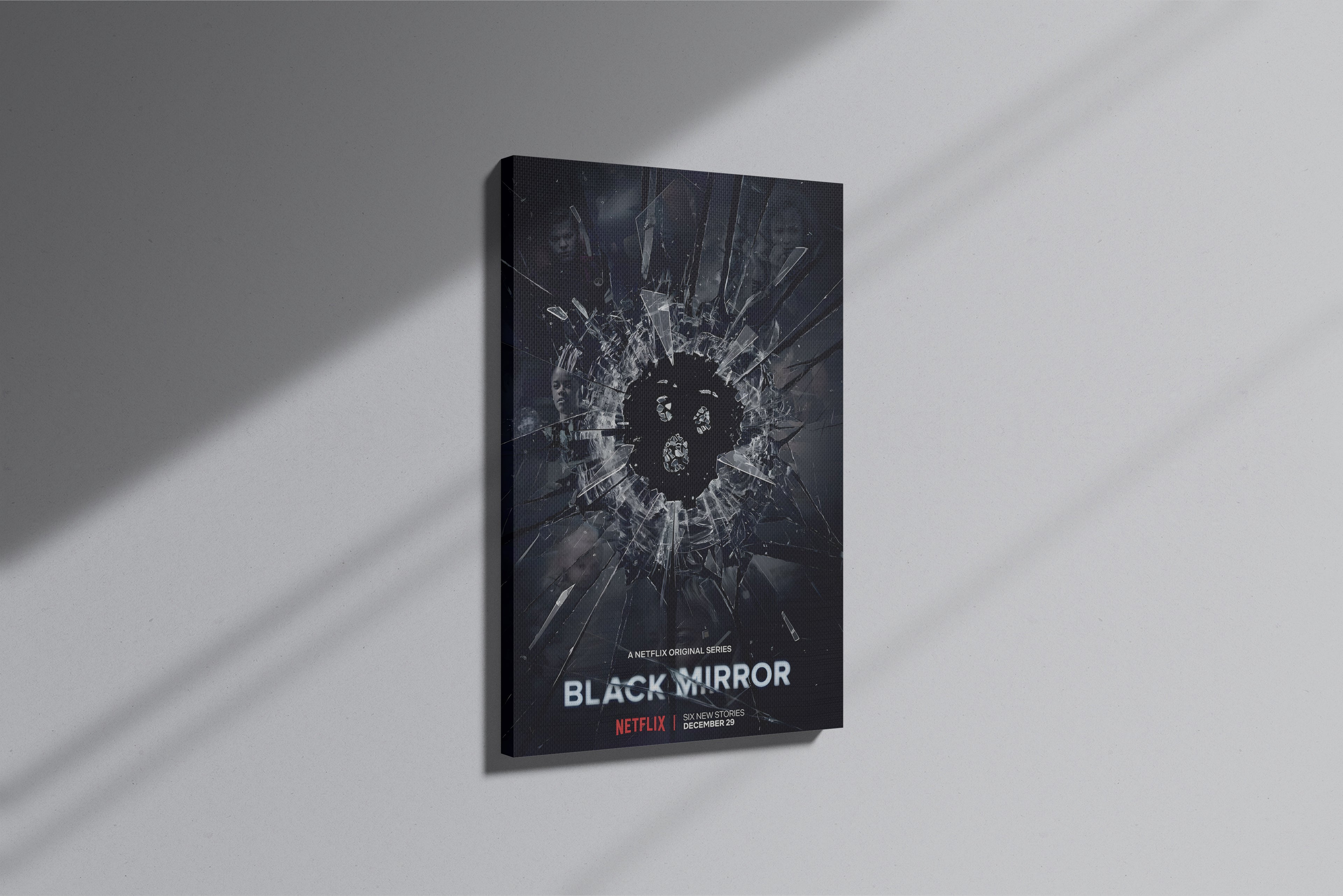 GeekCultcha Black Mirror Premium Canvas Painting Broken Glass Theme