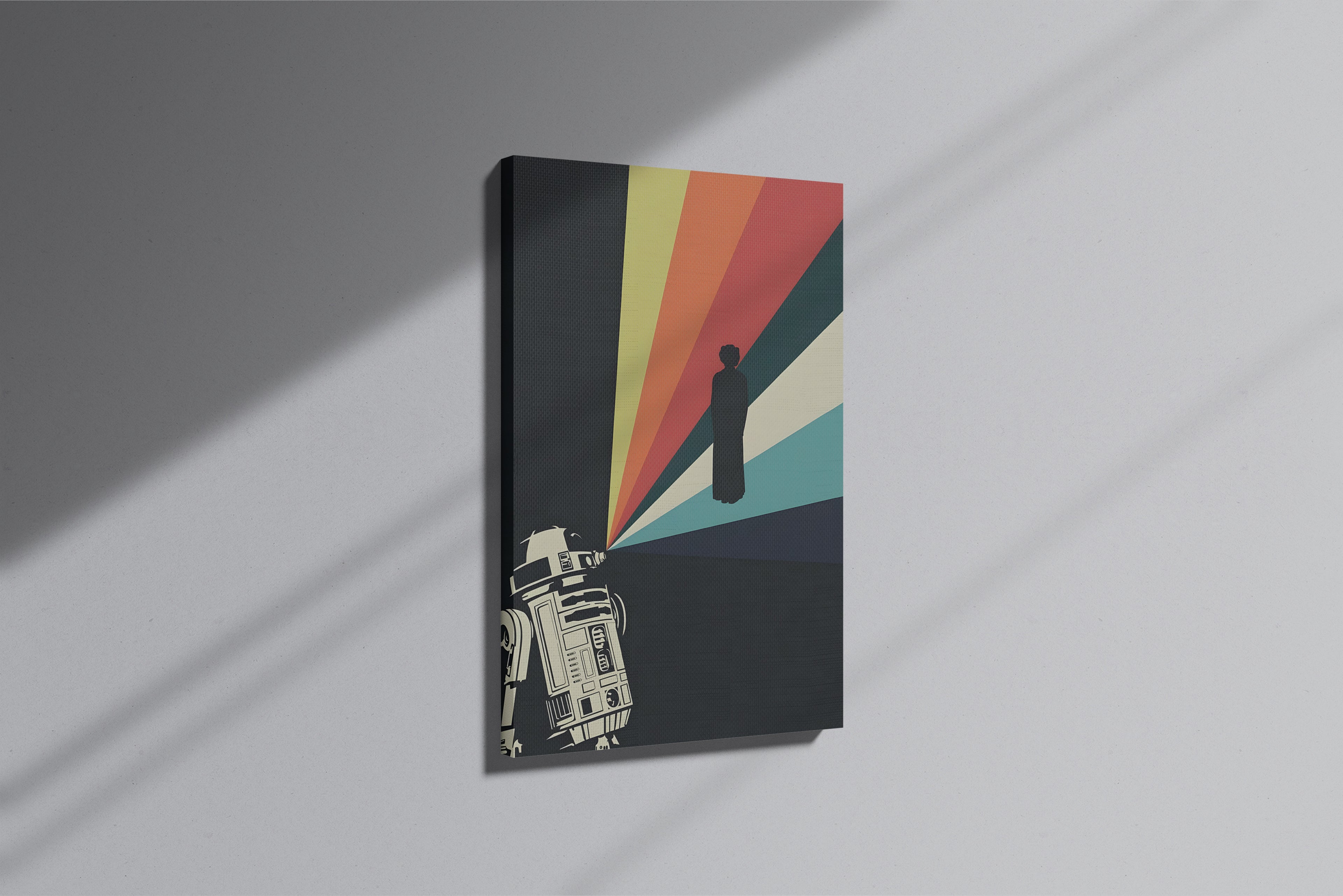 GeekCultcha Star Wars R2-D2 and Princess Leia Themed Premium Canvas Print