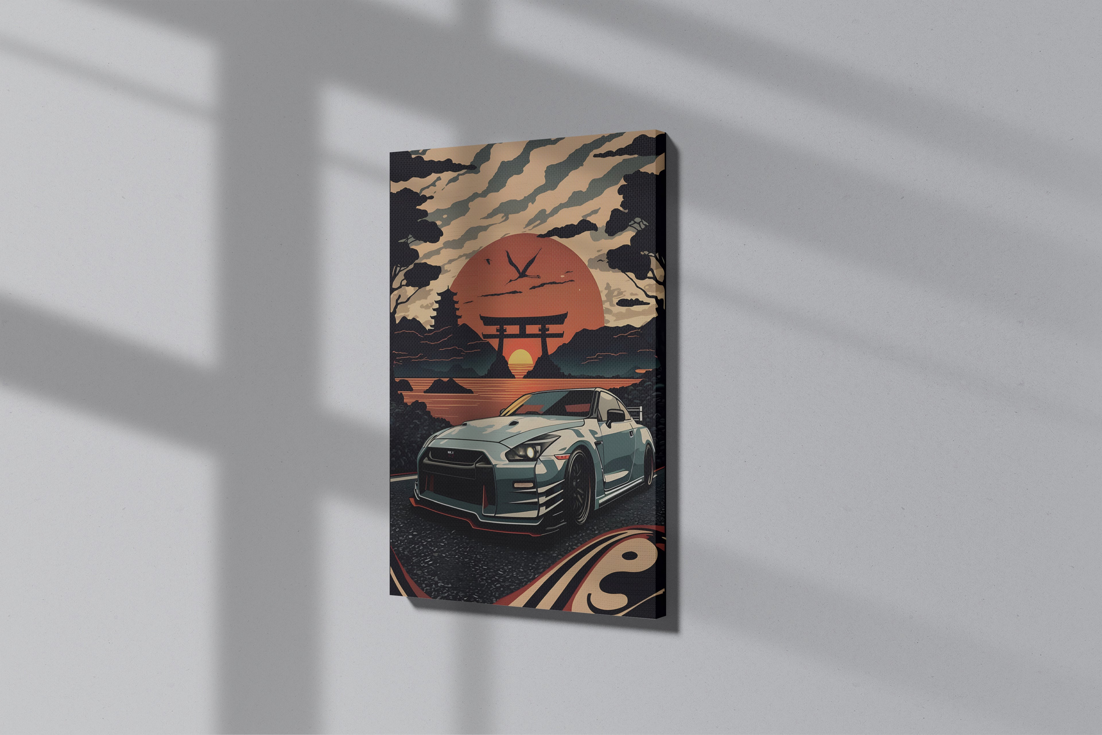 GeekCultcha Nissan GT-R Japanese Landscape Premium Canvas Painting