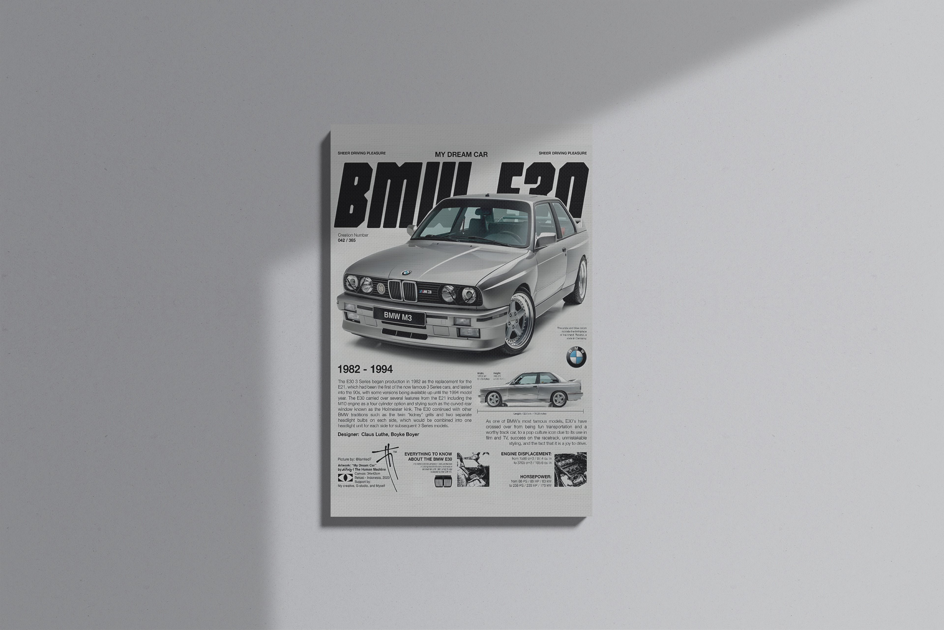 GeekCultcha BMW E30 Premium Canvas Print