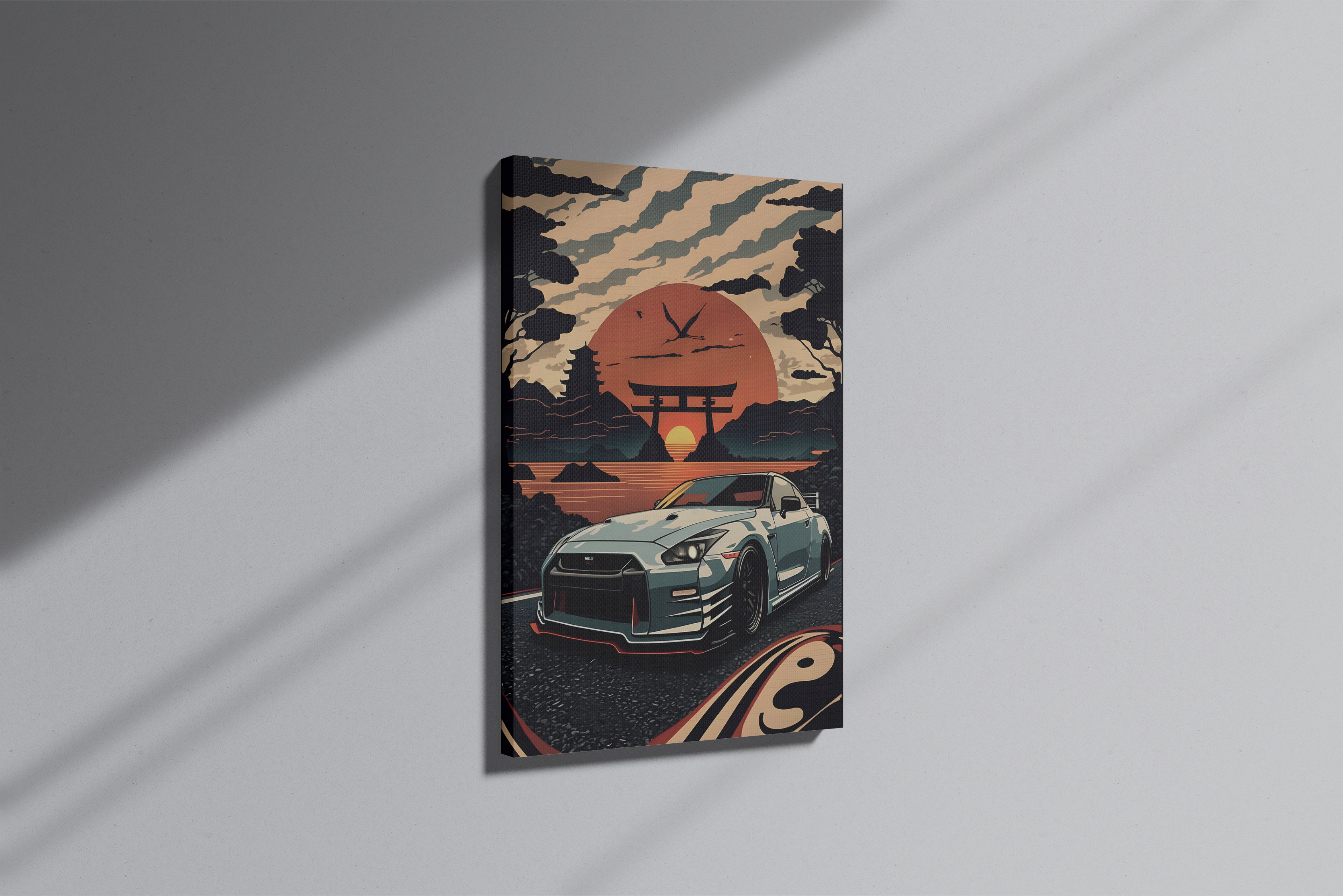 GeekCultcha Nissan GT-R Japanese Landscape Premium Canvas Painting