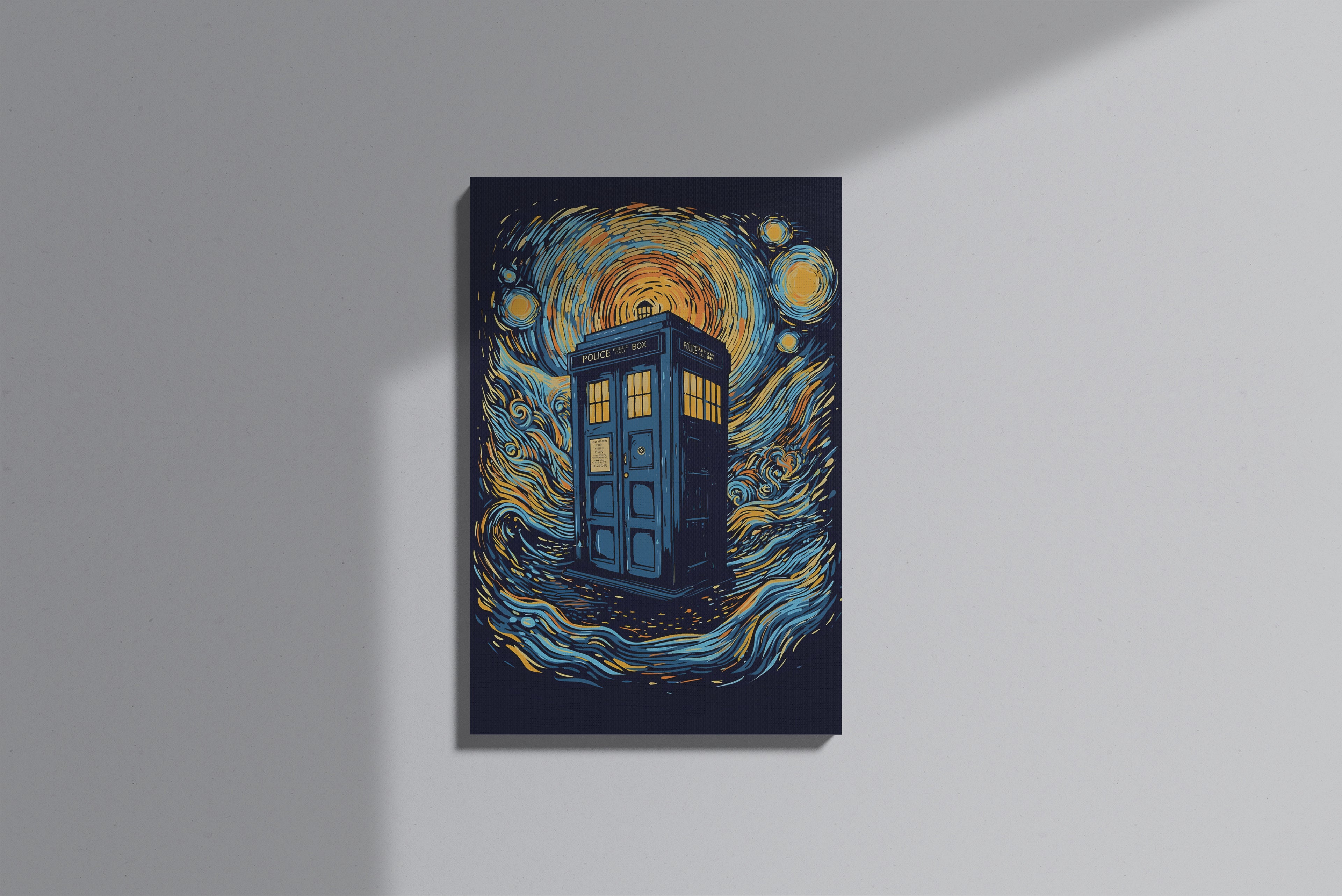 GeekCultcha Doctor Who TARDIS Starry Night Themed Premium Canvas Painting