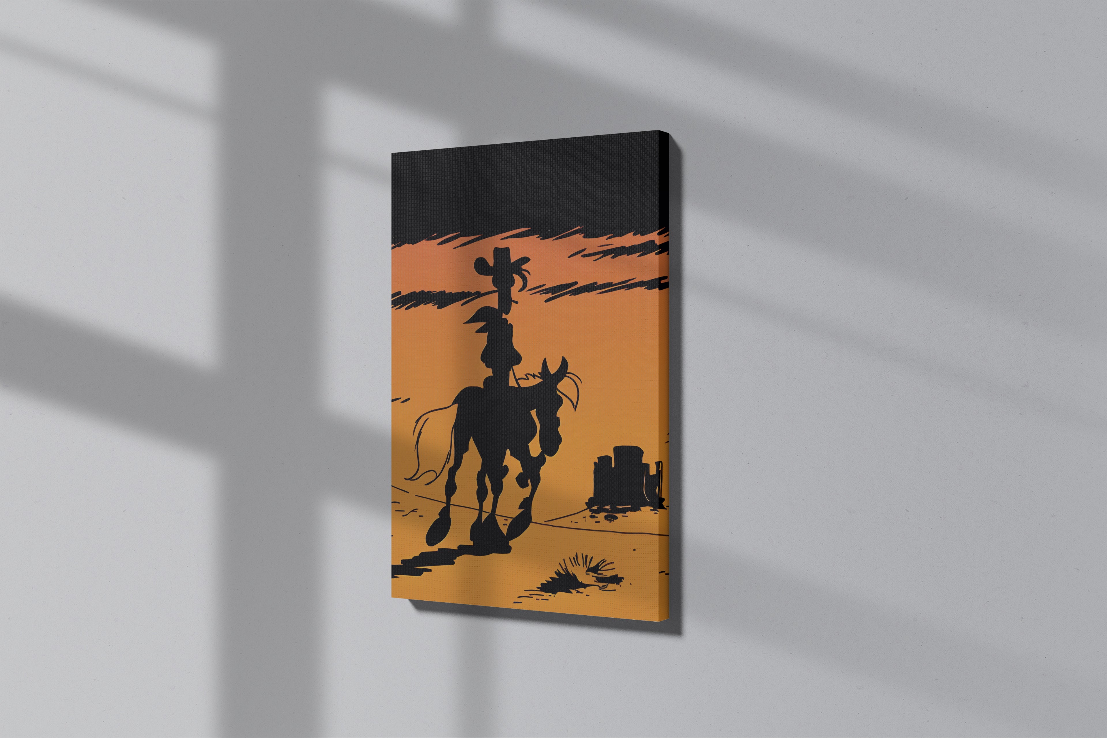 GeekCultcha Lucky Luke Western Silhouette Premium Canvas Print