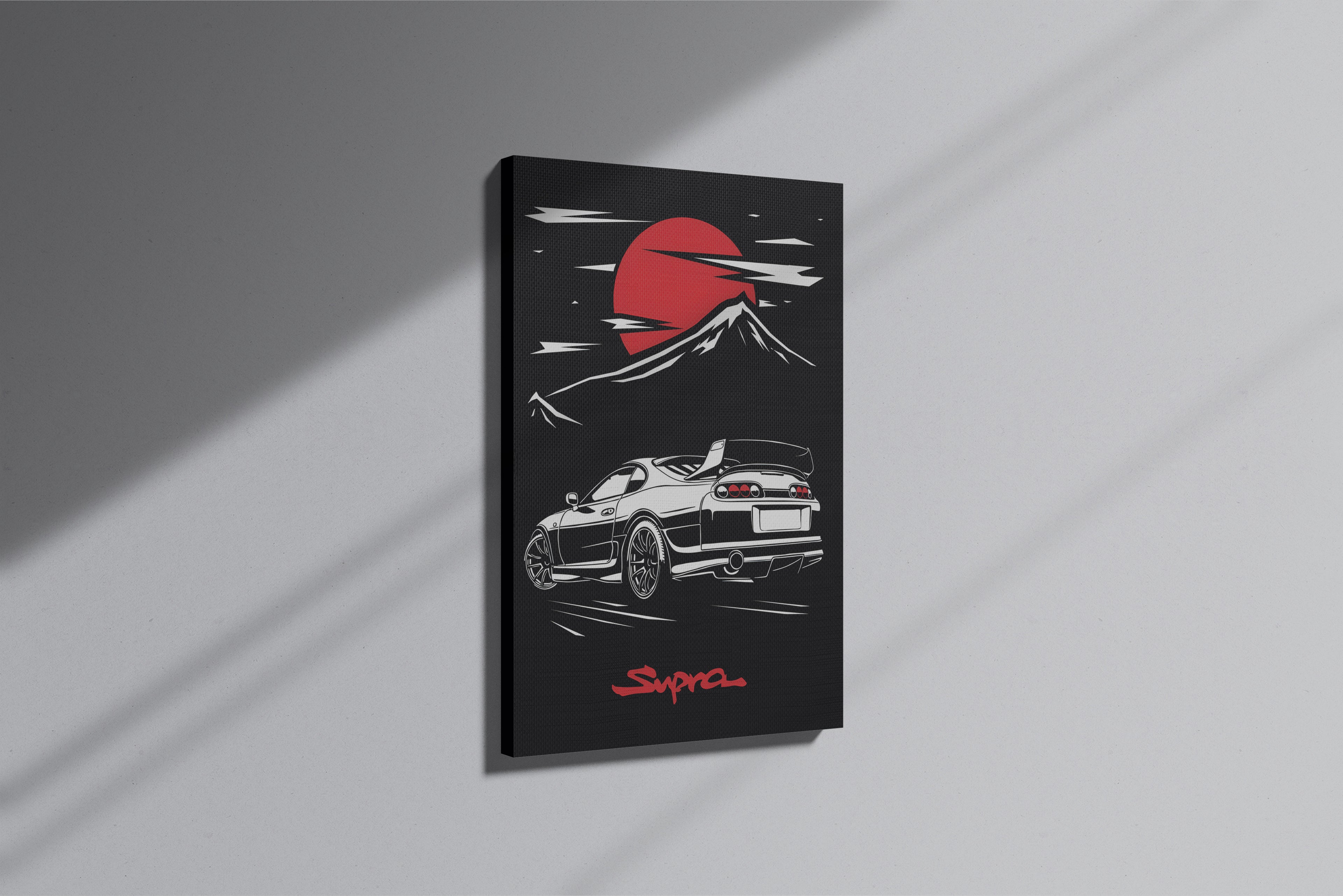 GeekCultcha Premium Canvas Painting of a Toyota Supra Landscape