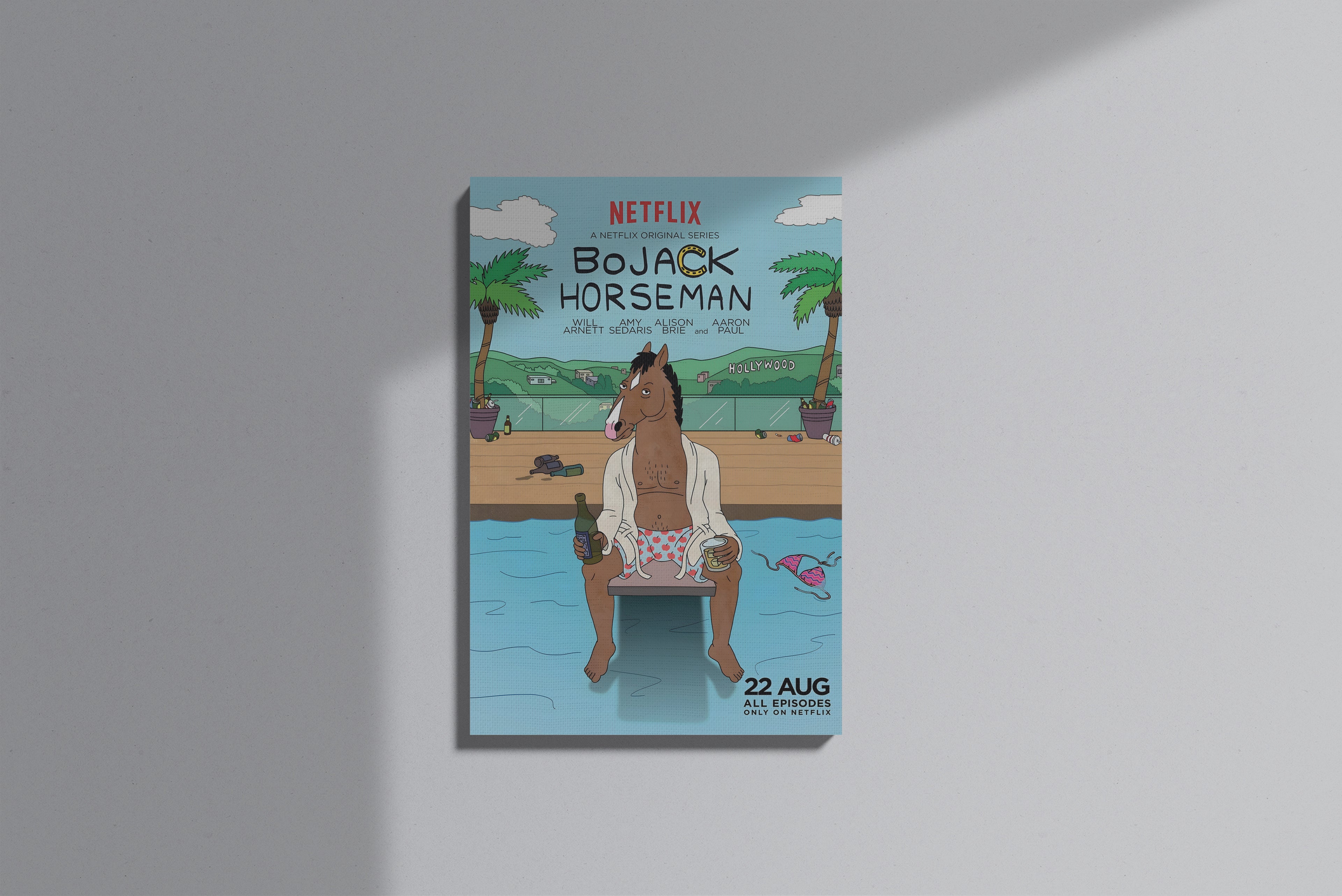 GeekCultcha BoJack Horseman Premium Canvas Painting Poolside Style