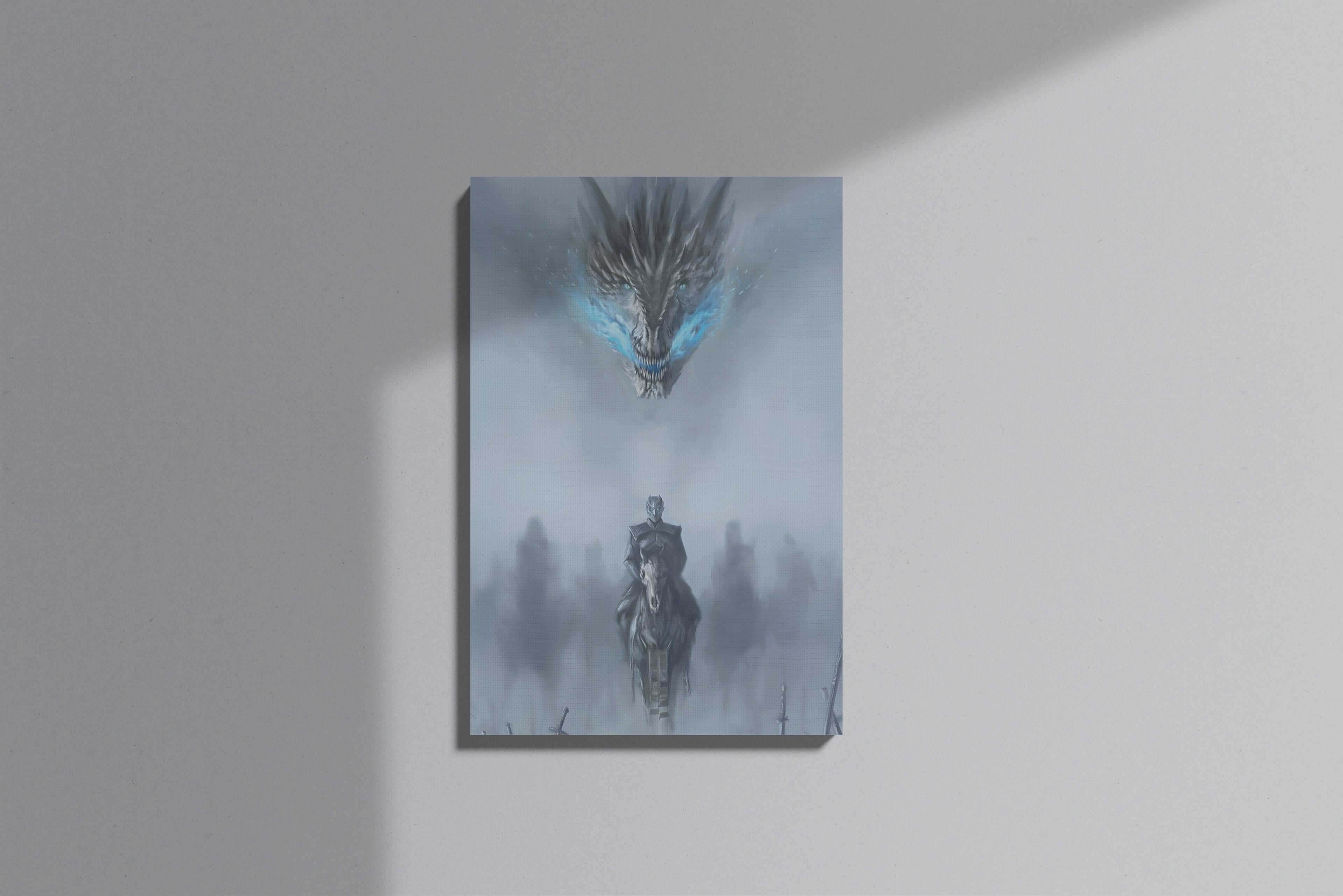 GeekCultcha Game of Thrones Night King and Dragon Premium Canvas Print