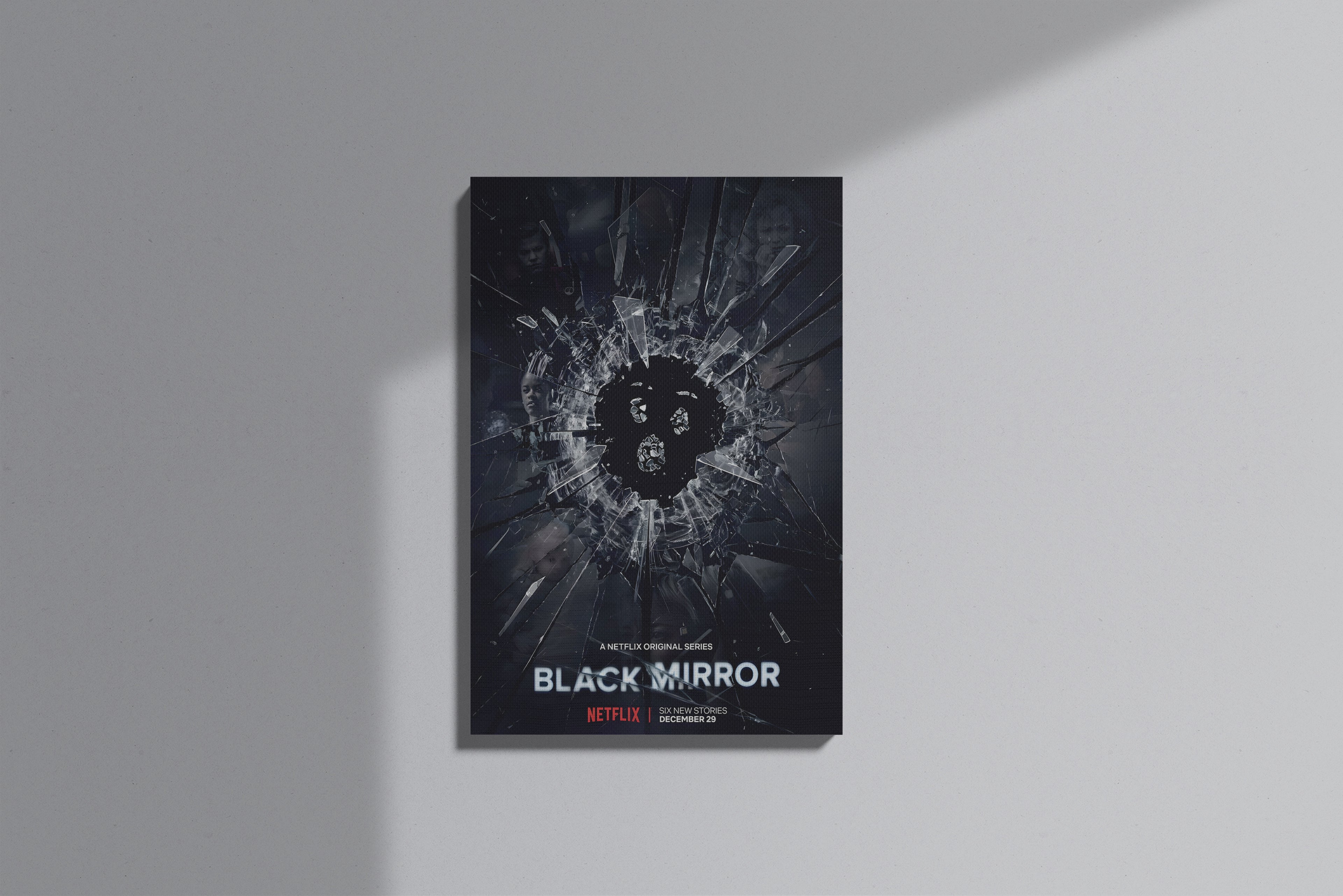 GeekCultcha Black Mirror Premium Canvas Painting Broken Glass Theme