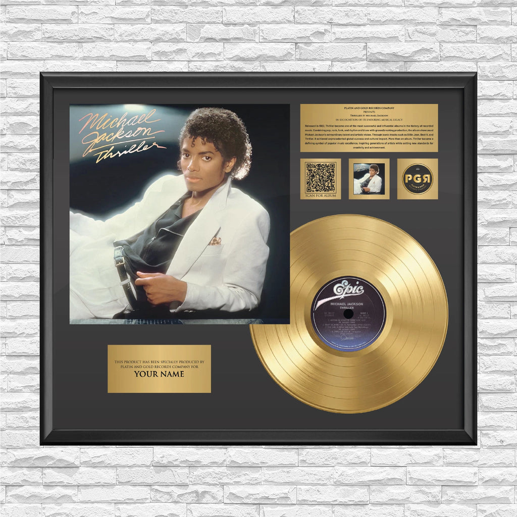 Personalized Michael Jackson Thriller Gold Record Framed Wall Art