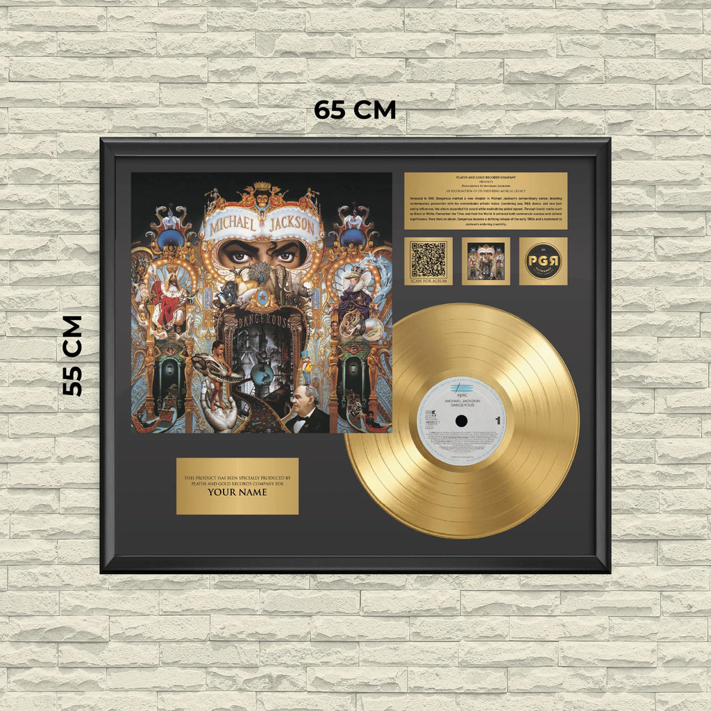 Personalized Michael Jackson Dangerous Gold Record Framed Wall Art