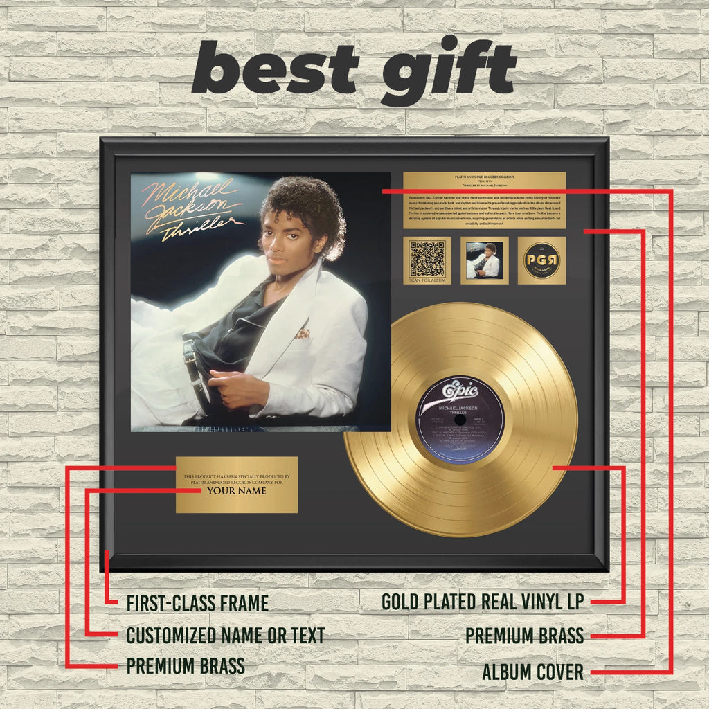 Personalized Michael Jackson Thriller Gold Record Framed Wall Art